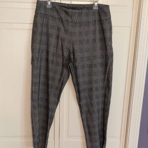 Zac & Rachel Women's Gray Checkered Dress Pull On Pants Size 14